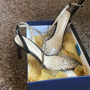 Black and clear ankle strap 3 on heels worn twice